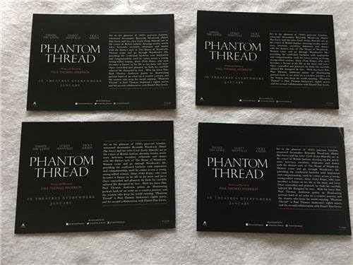 Conjunto de threads Phantom de 4 cartões postais originais de 5 x7 2017 Daniel Day Lewis