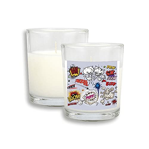 Caixa de diálogo de desenho animado Diagrama de velas brancas de vidro com cera de incenso perfumada