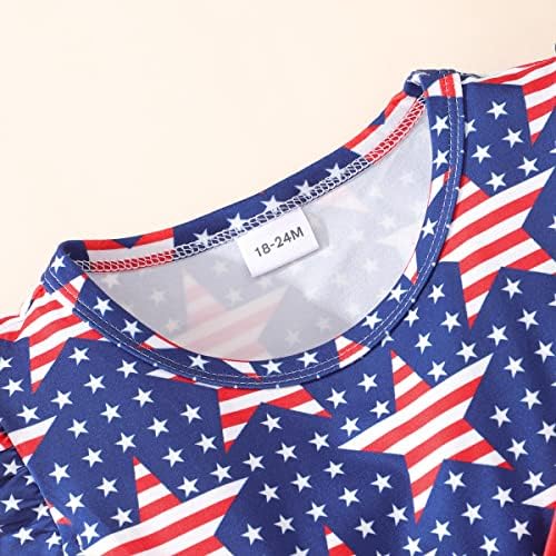 Zarmfly Girls 4 de julho vestido para criança vestidos de bandeira americana flutter manga roupas patrióticas roupas da