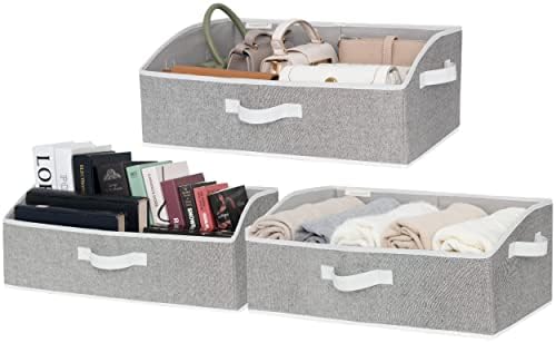 Cestas de armário StorageWorks, cestas de tecido para prateleiras de armário, caixas de armazenamento trapézicas dobráveis, cinza, 3-pacote