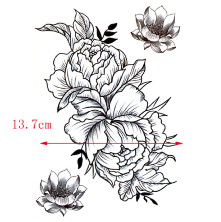 2 folhas Lotus Flor Impermeável Tatuagem Temporar Men Tattoo Fake Rose Tatoo adesivos temporários Tatouage Temporaire