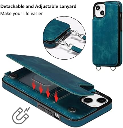 Ztofera projetada para iPhone 13 Case, Crossbody Cartter Case com cordão de cinta destacável ajustável, tampa de proteção