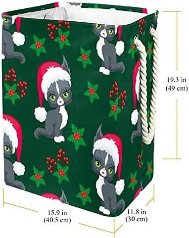 Inomer Christmas Beauty Cat Lavanderia grande cesto de roupas prejudiciais à prova d'água cesta de roupas para roupas de brinquedos,