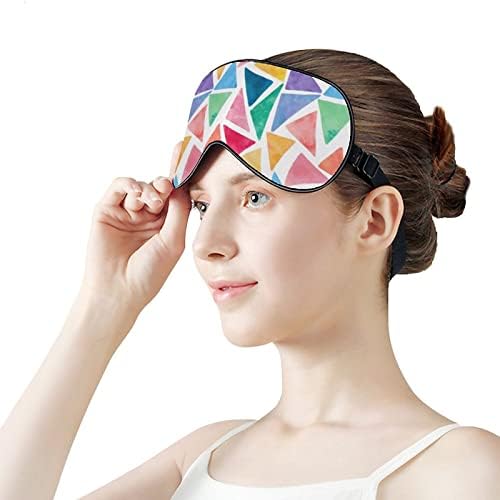 Triângulos vintage coloridos tampa de máscara de olho macio com sombra eficazes conforto máscara de sono com cinta ajustável