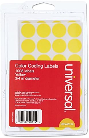 Rótulos universais de codificação de cores removíveis 40114, 3/4 de polegada, amarelo, 1008/pacote