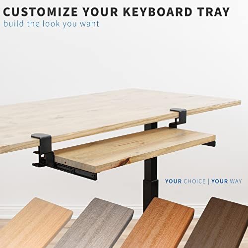 Grampo vivo e trilhos de 12 polegadas para bandejas de teclado de madeira personalizadas DIY, sob a mesa, puxe a trilha deslizante