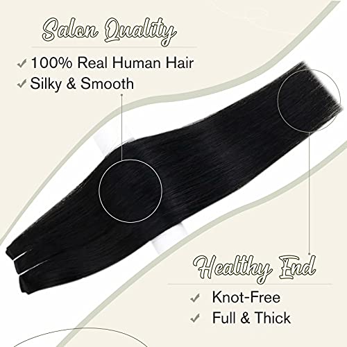 Easyouth One Pack Weft Haf Hair Extensions e uma embalagem Extensões de cabelo Human Hair Color Jet preto 20+22 polegadas