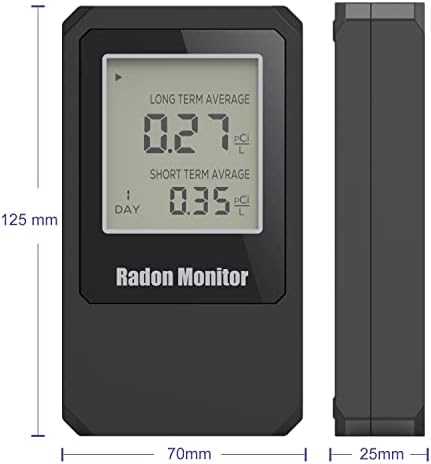 Detector de radônio de base de vida para testador de radon doméstico portátil com tela grande longa e curto prazo monitoramento