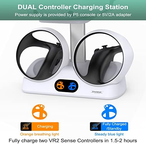 Fastsnail Charging Dual Stand para PSVR2, estação de carregamento do controlador PS5 com fone de ouvido PSVR Gaming