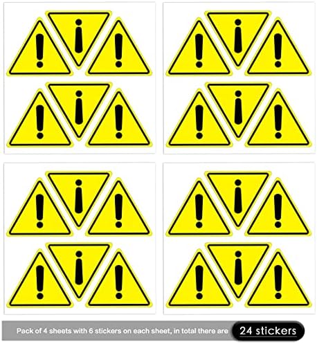 Dealzepic - Amarelo Triângulo Exclamação Marca Set adesivos | Rótulo de casca e vinil auto -adesivo - 4cm