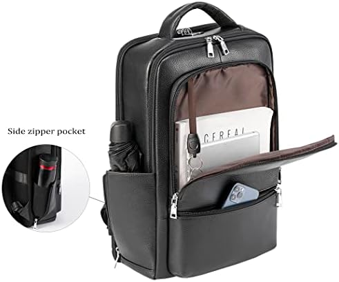 Womleys Backpack de Laptop de couro genuíno de 15,6 polegadas para homens, Mulheres de Backpack de Viagem de Negócios Rucksack