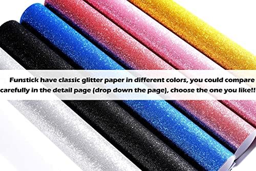 Funtick Glitter Cardstock Papel 15.8 x78.8 papel de cartolina de cor rosa para Cricut Premium Glitter Paper for Crafts Auto -adesivo