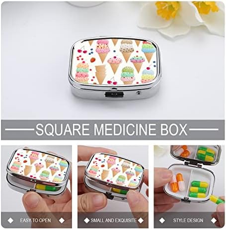 Caixa de comprimidos colorf sorvete de sorvete de sorvete quadrado caixa de comprimido portátil Pillbox Vitamin Container Organizer