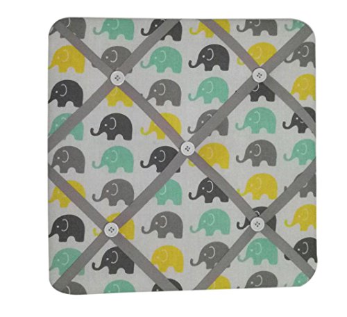 Bacati Elephants Girls Fabric Memory/Memo Photo Bulletin Board, rosa/cinza