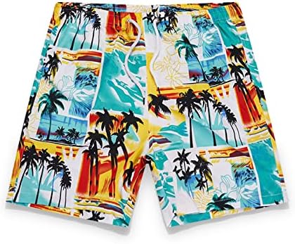 Nada de troncos para masculino Men Plus Size Calça de natação de férias Padrão de férias Cantura elástica de praia Havaiana