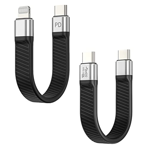 Lamtoon Short USB C To Lightning Cable, certificado MFI, carga rápida de 30W PD e cabo USB C para USB C, 10 Gbps USB 3.2 GEN