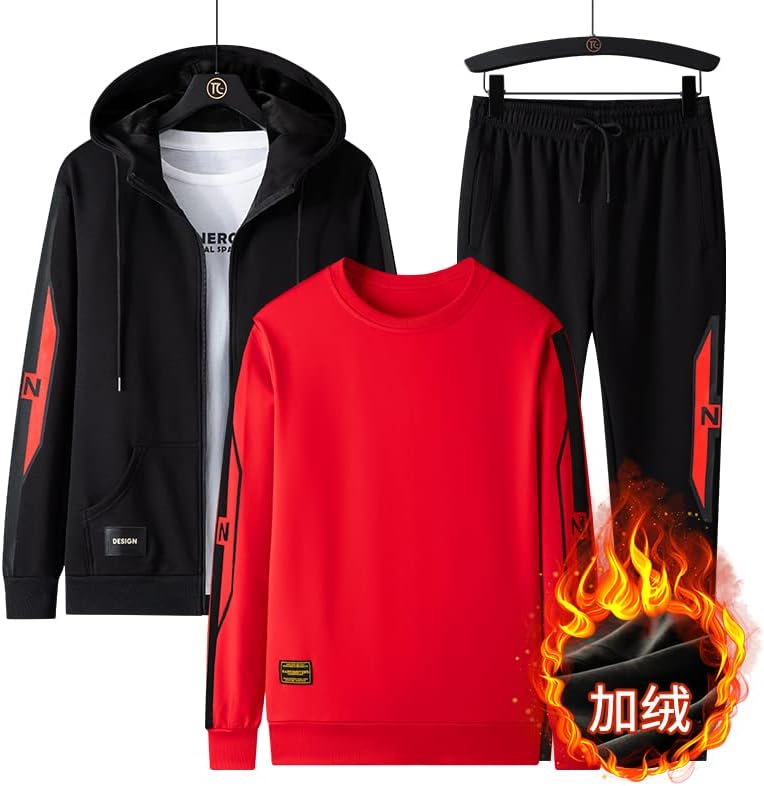 Men Hoodies Calças Conjuntos de 3 peças Terno Autumn Winter Tracksuit Set Streetwear Sportswear Sweatshirt