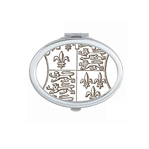 Arte barroca Black White Lion Shield espelho portátil dobra maquiagem de mão dupla lateral óculos