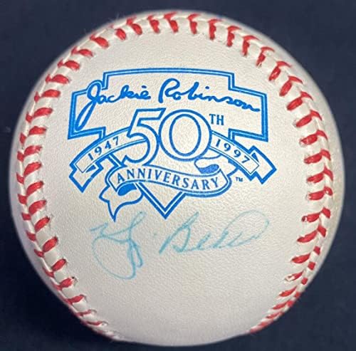 Yogi Berra assinou Jackie Robinson Logo Baseball JSA - Bolalls autografados