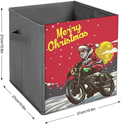 Nudquio engraçado Natal Papai Noel Motocicleta dobrável caixas de armazenamento caixas colapsíveis Cubo de tecido Organizador simples