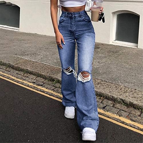 Mulheres Balakie Ripped Flare Jeans High Colo