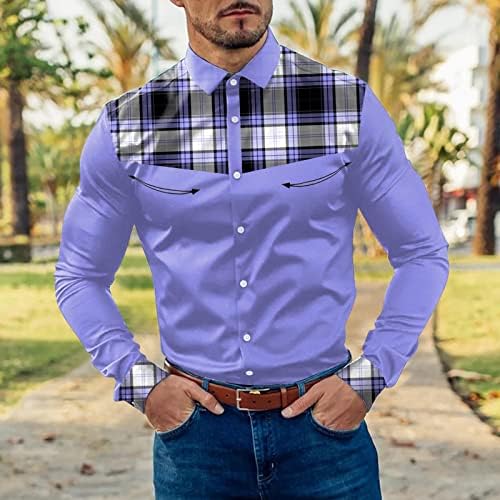 Camisas de outono xxbr para masculino, colorblock de retalhos de retalhos listrados de manga longa de manga longa camisa comercial