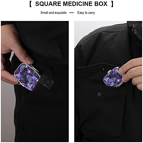 Caixa de comprimidos Caixa cósmica Case em forma de medicamento em forma de galáxia quadrada Caixa de comprimido portátil Pillbox Vitamina
