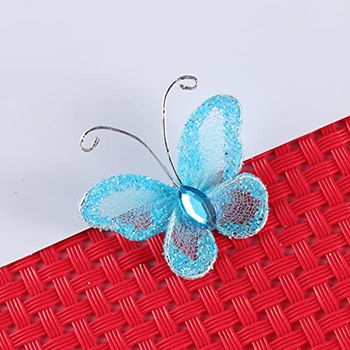 BeaUuptty 50pcs Borboletas, DIY Craft Sheer Mesh Wire Glitter Butterfly com gem