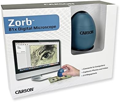 Carson Zorb Microscópio de computador digital USB com ampliação efetiva de 81x, surf azul