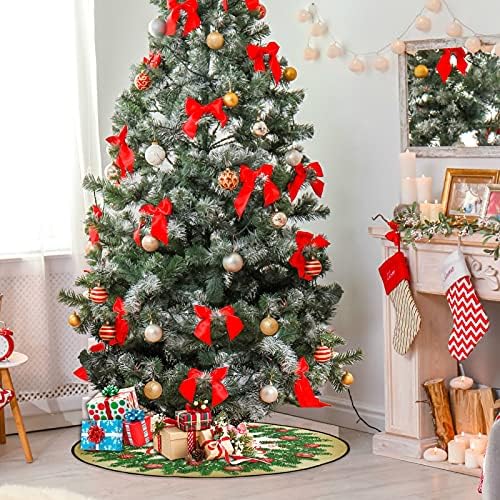 Xigua Feliz Natal árvore de Natal Stand 28,3 polegadas, tapete de bandeja à prova d'água para protetor de chão Decorações de festas