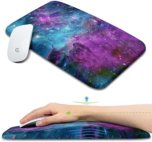 Kuosgm Ergonomic Mouse Pad Suportes de pulso 13 x 8 polegadas, Galaxia roxa Nebulosa Memória Mousepad com alívio da dor