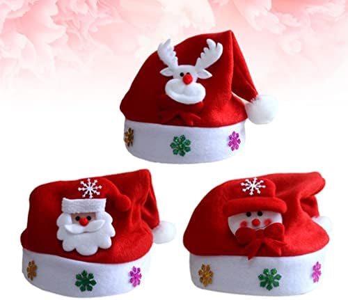 Soimiss 3 PCs Papai Noel Hat chapéu de natal chapéu de férias de Natal Papai Noel, boneco de neve veado de veado de natal boné