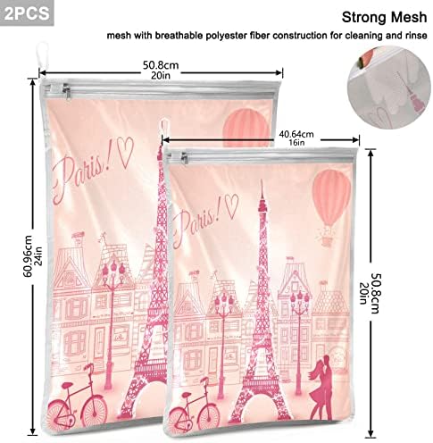 Paris Love Tower Mesh Sacos de lavanderia para lavagem de máquinas Lavagem de roupas Lavagem de viagens de malha de lavagem