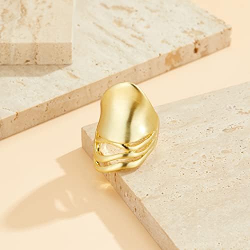 Aprilery Gold Rings for Women, Fashion 18K Gold Batled Ring Declaração Ring Band Flower Flower Flower Design Cocktail Fantasum Jóias