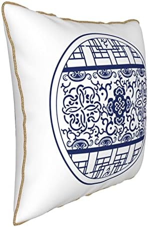 Myshe pacote de 2 veludo de veludo estilo china estilo oriental azul branco de porcelana Branca Padrão de flor decorativo travesseiro