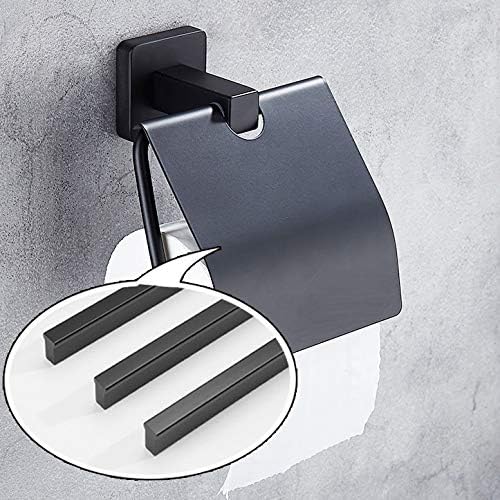 Portador de papel de papel higiênico de montagem preta concisa do banheiro banheiro em aço inoxidável Rolo de papel de papel com capa