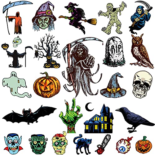 Ooopsiun Halloween Tattoos temporários para crianças - 100 estilos Tatuagens de Halloween assustadoras adesivos favorece as decorações