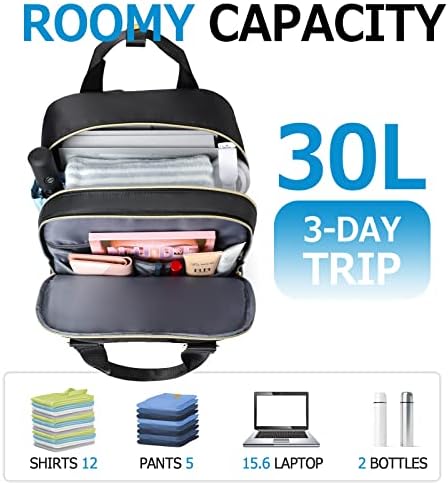 Mochila de viagem para mulheres, bolsa de laptop acolchoada de 15,6 polegadas, bolsa de mochila grande com porta USB,