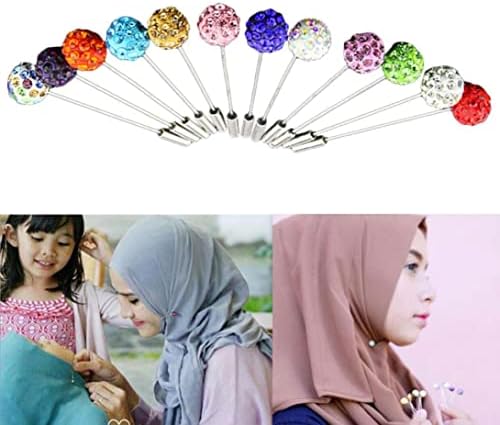 Muslim Broche Safety Sconha Pin Hijab Pins Crystal Stick Jewelley Pins para mulheres Casamento colorido 30pcs cor aleatória.