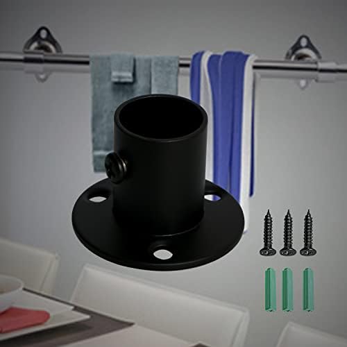 Kit de soquete de flange do suporte da haste de armário AOPIN com acabamento preto fosco de preto fosco de 19mm / 3/4