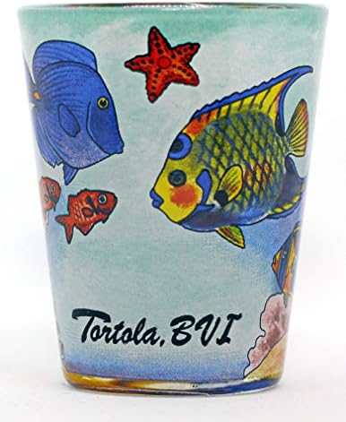 Tortola, peixe tropical BVI em vidro de tiro e fora