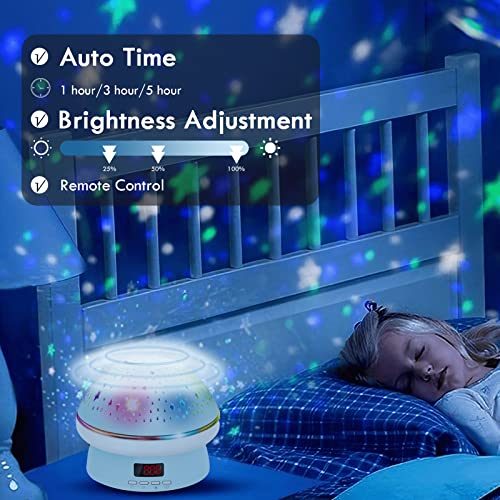 Projetor da luz noturna para crianças com timer e controle remoto, lâmpada de luz noturna para quarto com 8 cores