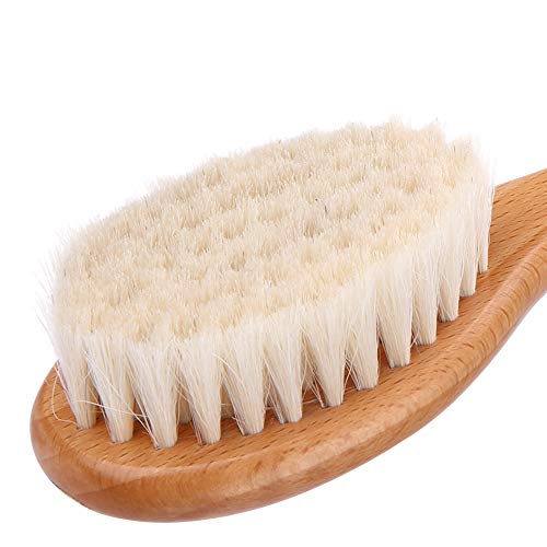 Escova de desbotamento do barbeiro, escova de barba, escova de limpeza de estilo, escova de espanador com alça de madeira para homens