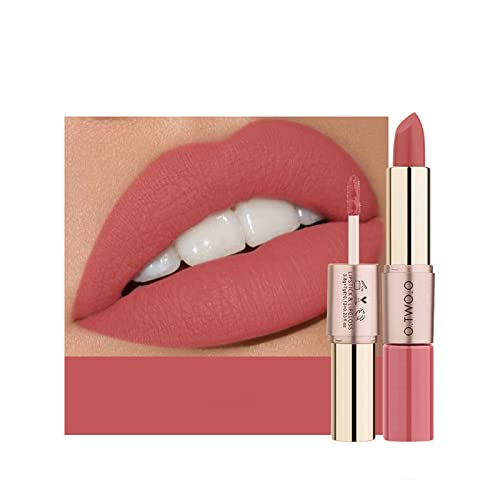 Lipstick para mulheres acabamento aveludado fosco 2 em 1 cor de ponta dupla de ponta dupla duradoura altamente pigmentada Lip Lip