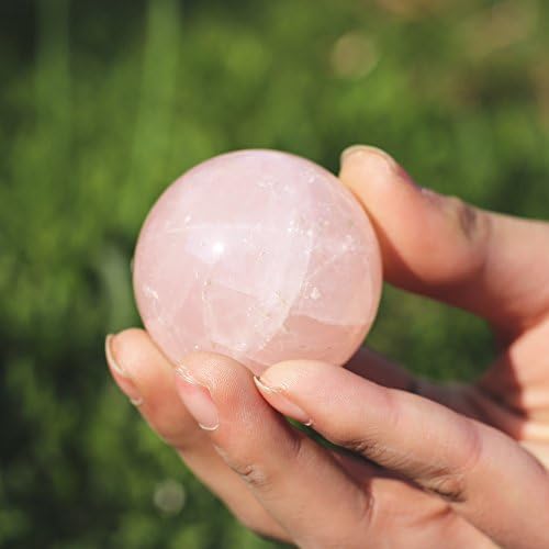 Hongjintian Natural Rock Rose Quartz Crystal Polished Ball Sphere Natural Gemstone Ball com suporte livre