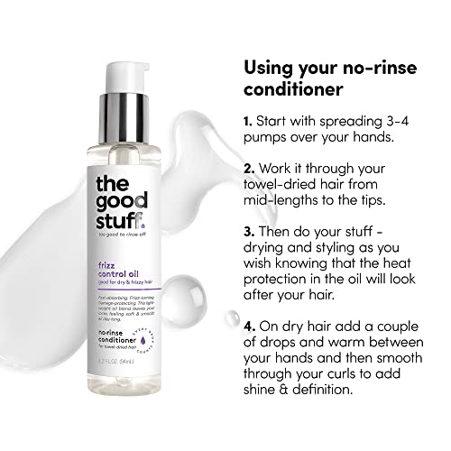 O Bom Stuff Leave-In Frizz Control Hair Oil para suavidade, proteção e brilho | Soro anti -frizz hidratante leve para