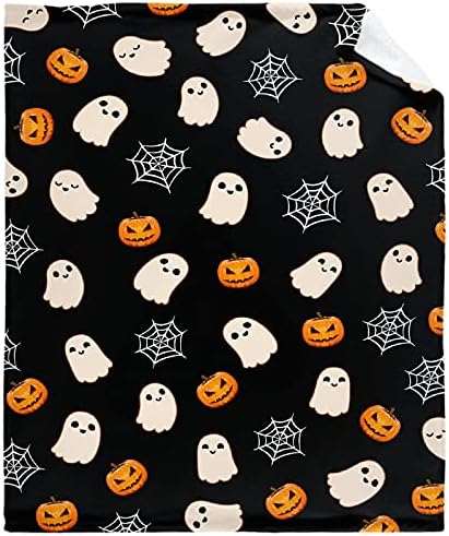Niujinmali Halloween Cardão fofo cobertor de abóbora Flanela web flanela cobertor para o sofá de cama toda a temporada