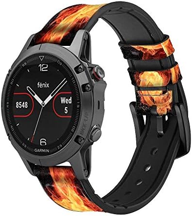 CA0057 Música Nota Burn Leather & Silicone Smart Watch Band Strap for Garmin Approach S40, Forerunner 245/245/645/645, Tamanho