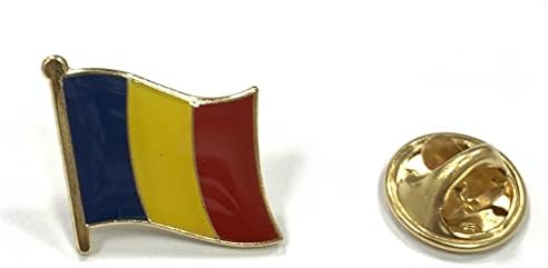 A-One Romania Flag Pin + UE Patch, Patch Durável, Patch de bandeira do país bordado, emblema uniforme militar, pino de bandeira