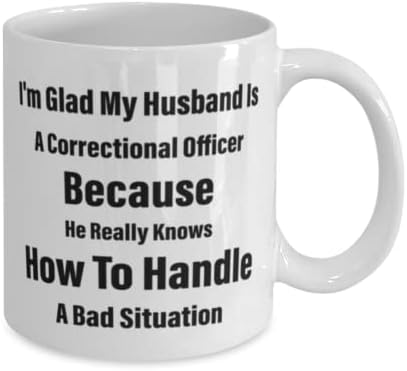 Oficial Correcional Caneca, fico feliz que meu marido seja um oficial correcional porque ele realmente sabe como lidar com uma